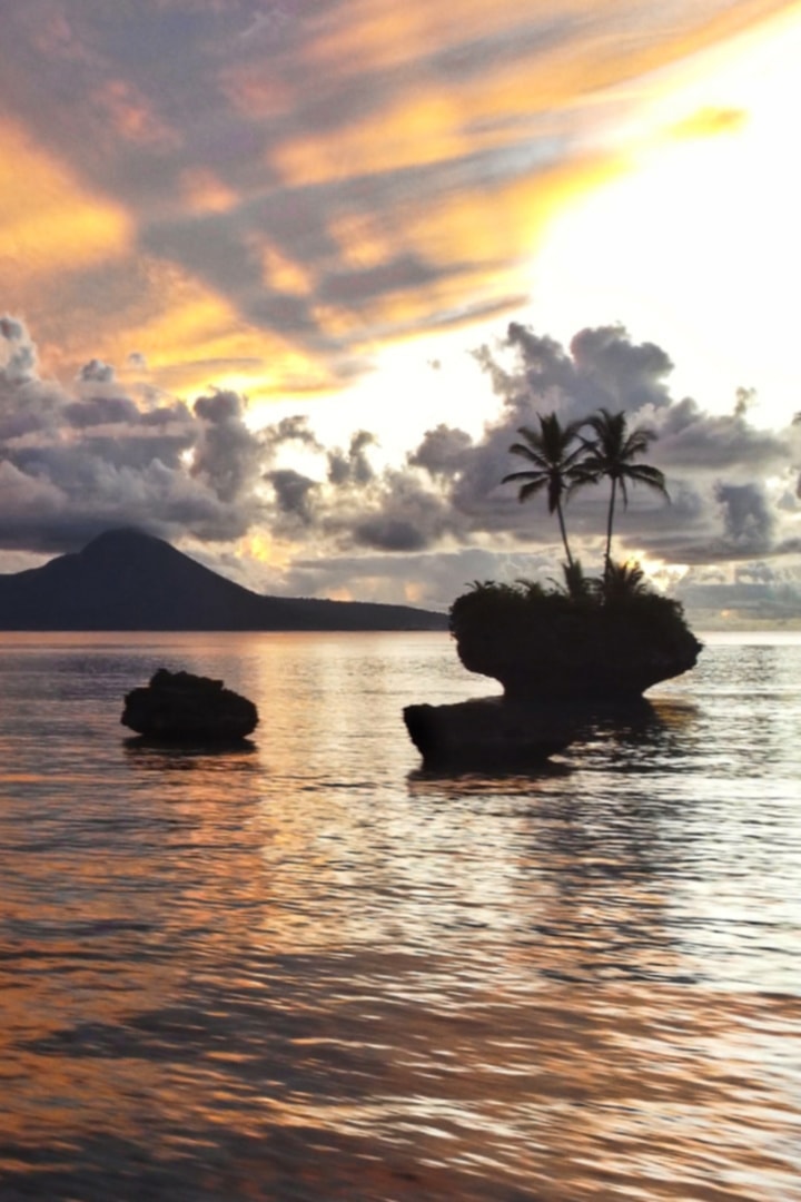 Tropical sunset South Pacific fly fishing